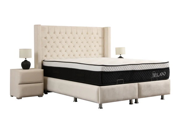Lit Coffre BIANCA BLANC CASSE - Velours - Image 3