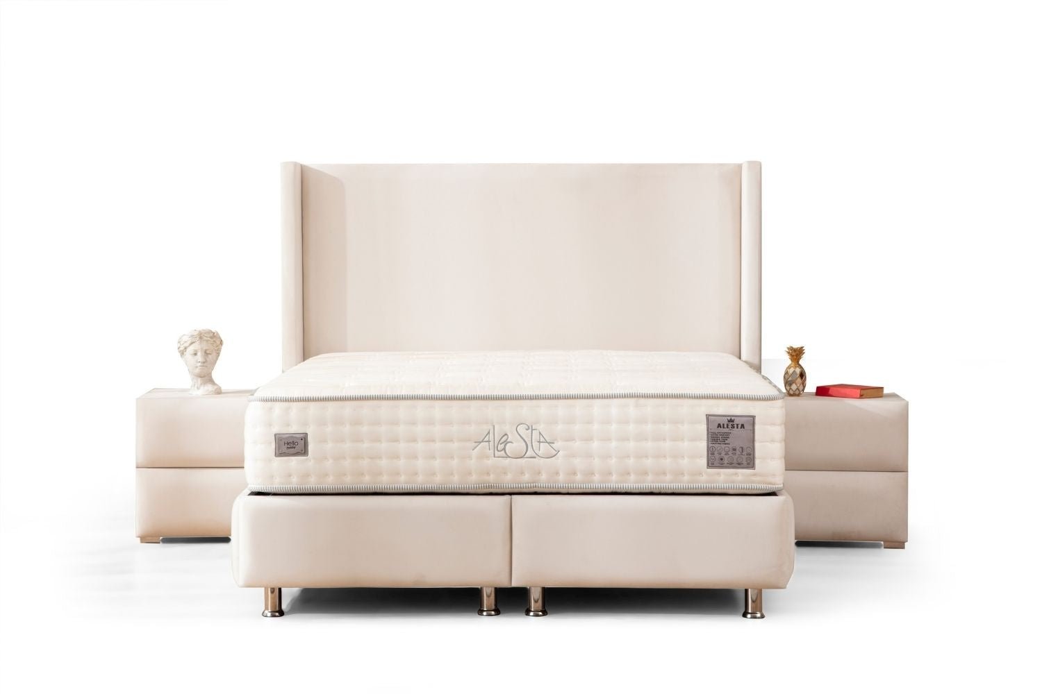 Lit Coffre Coco Blanc Ecru - Velours - Image 2