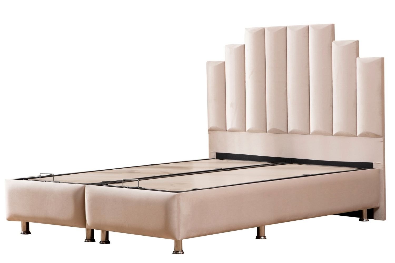 Lit Coffre NATURA BEIGE - Velours - Image 3