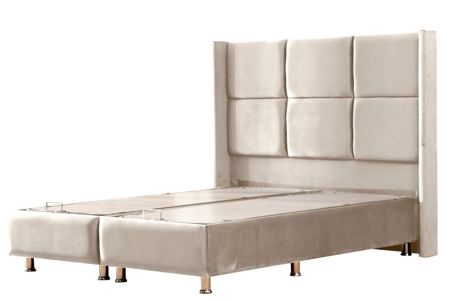 Lit Coffre Rio Beige - Velours - Image 4