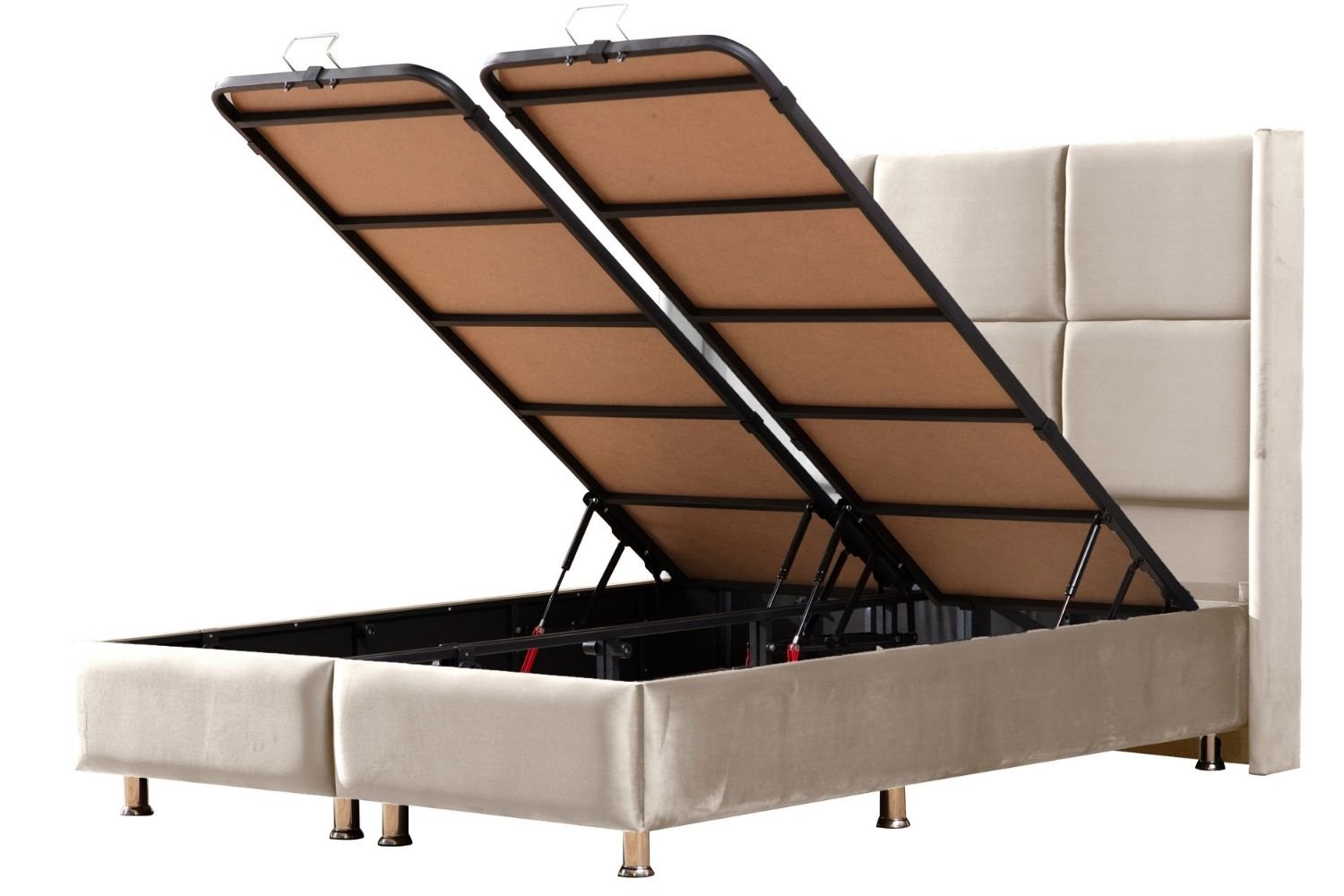 Lit Coffre Rio Beige - Velours - Image 5