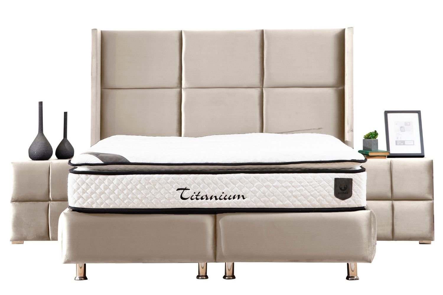 Lit Coffre Rio Beige - Velours - Image 2