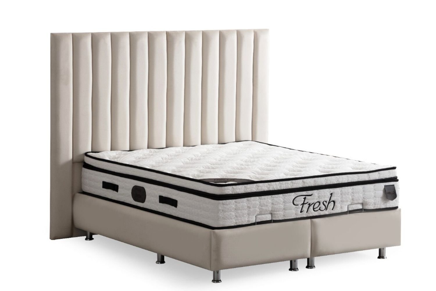 Lit Coffre ATHENA BLANC CASSE - VELOURS - Image 2