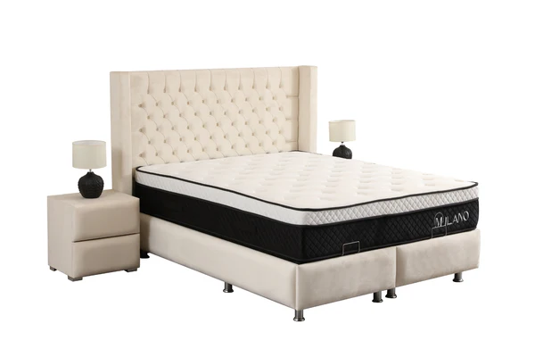 Lit Coffre BIANCA BLANC CASSE - Velours - Image 6