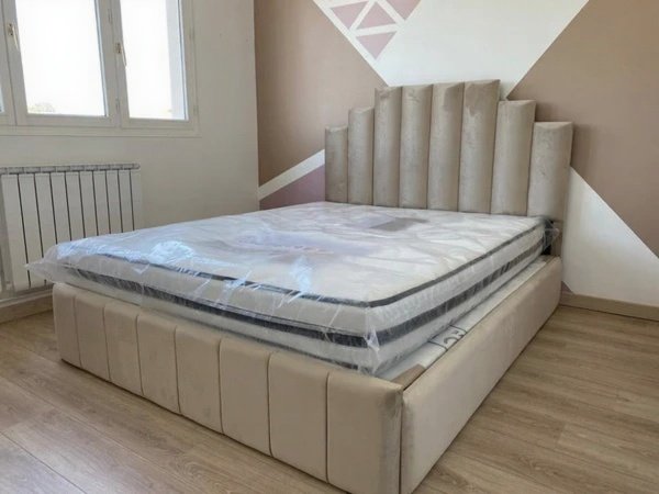 Cadre De Lit NATURA BEIGE - Velours – Image 4