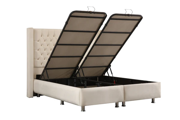 Lit Coffre BIANCA BLANC CASSE - Velours - Image 5
