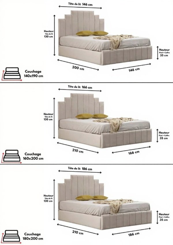 Cadre De Lit NATURA BEIGE - Velours – Image 3