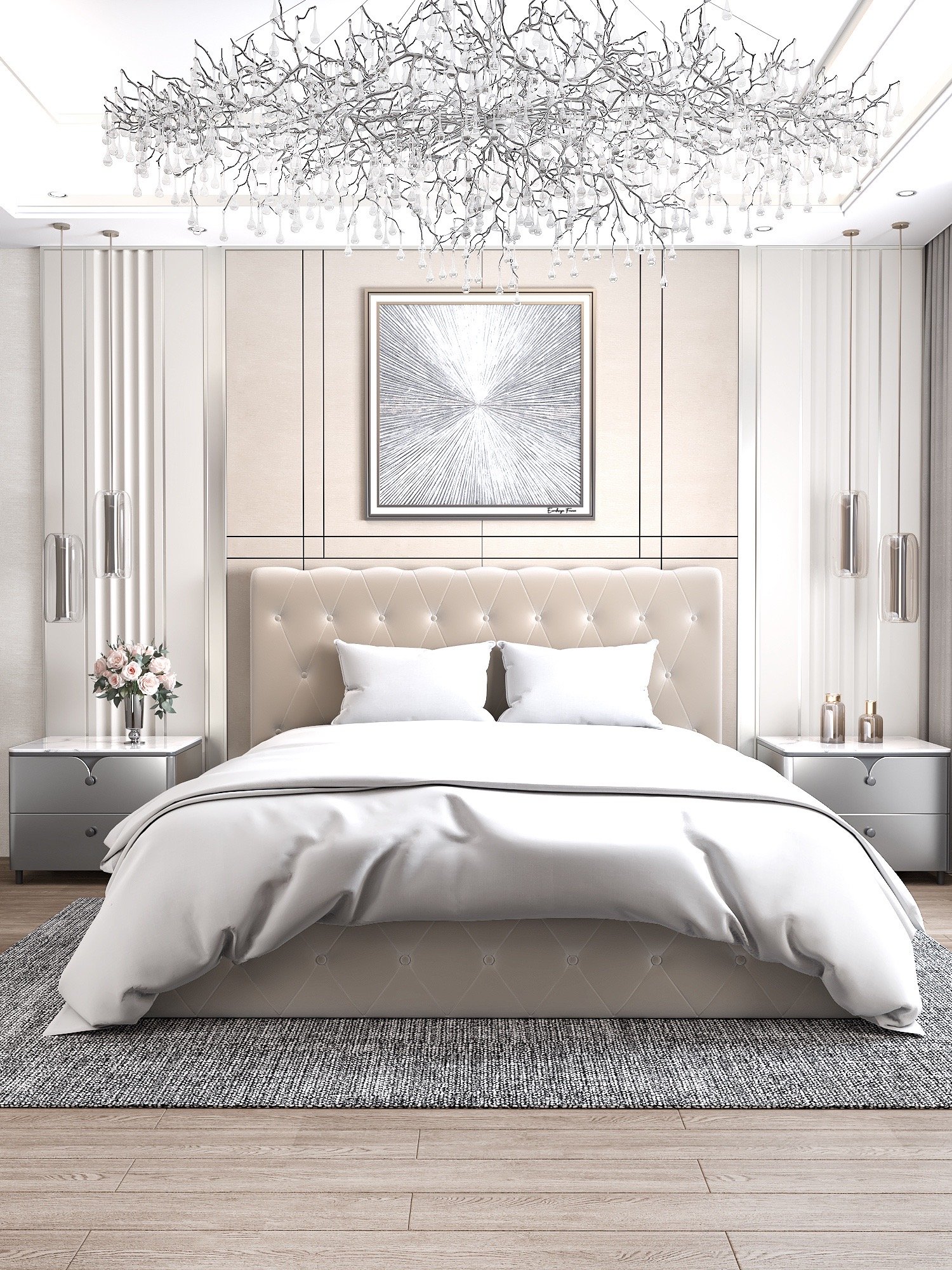 Lit coffre corsica en velours gris - Image 6