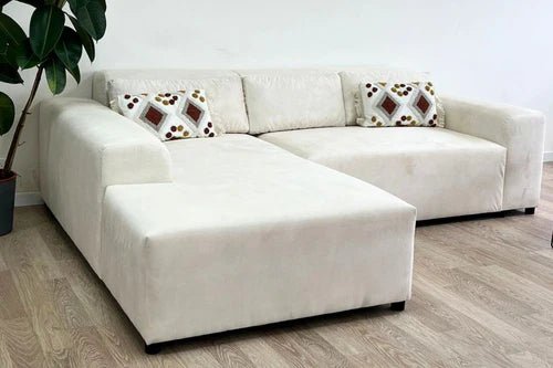 Moris Textured Beige Velvet Sofa - Image 2