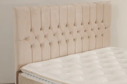 Lit Coffre HUGO BEIGE - Velours - Image 9
