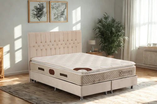 Lit Coffre HUGO BEIGE - Velours - Image 2