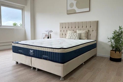 Lit Coffre HUGO BEIGE - Velours - Image 4