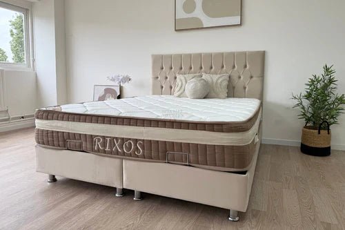 Lit Coffre HUGO BEIGE - Velours - Image 5
