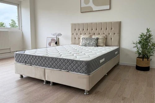Lit Coffre HUGO BEIGE - Velours - Image 6