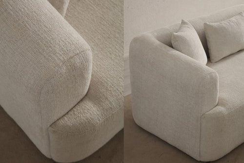 Canapé d'Angle Ela Chenille Blanc cassé - Image 5