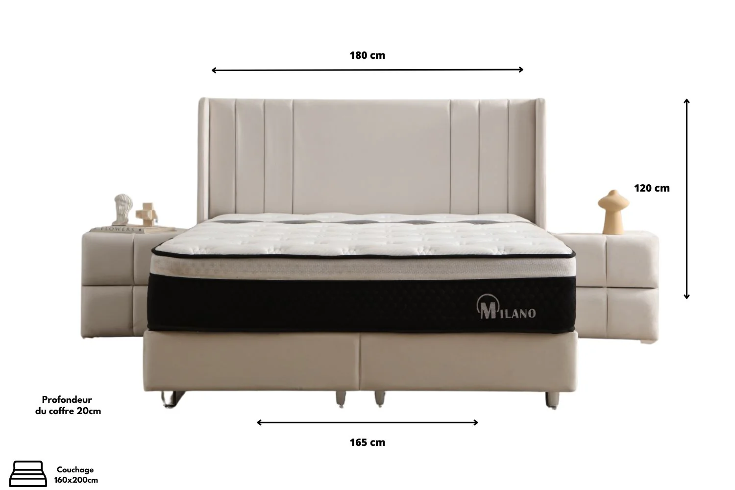 Lit Coffre ALMA BLANC CASSE - Velours - Image 9