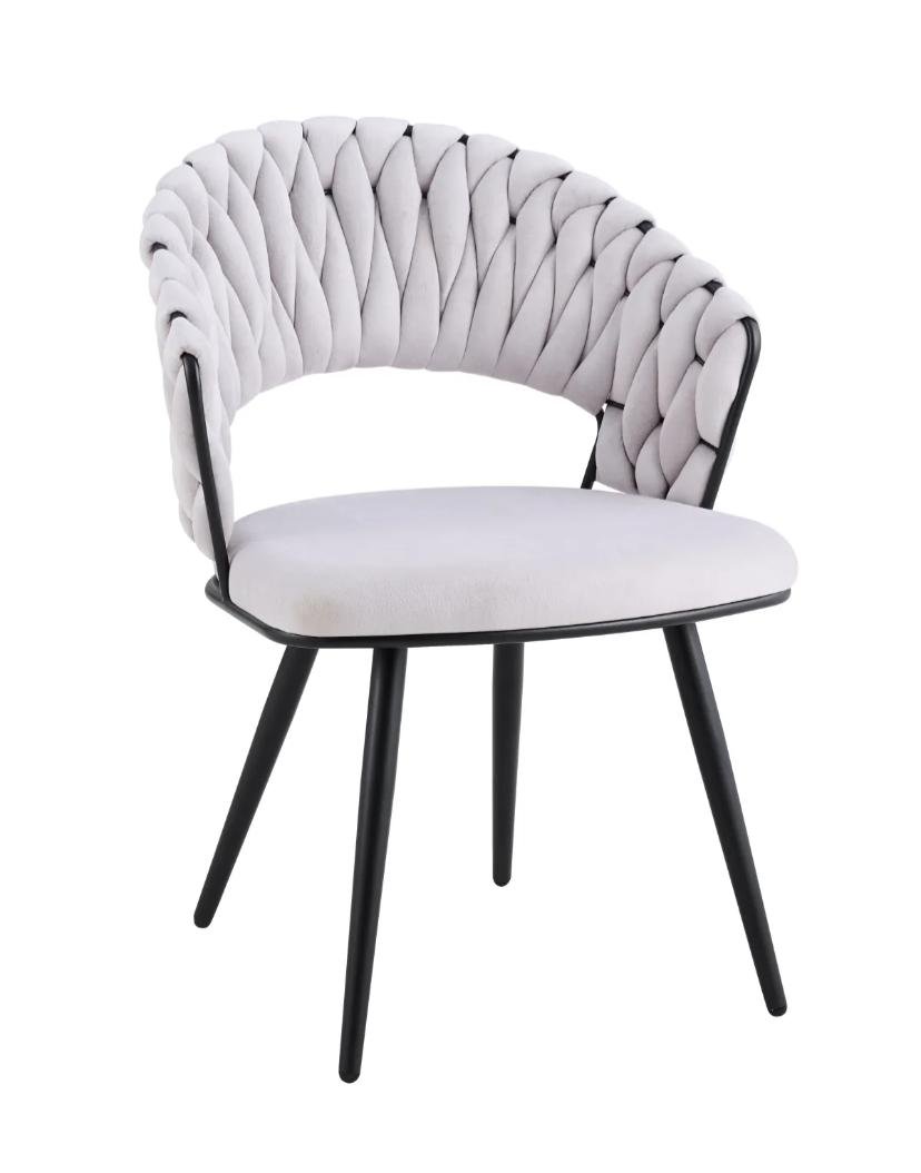 Chaise Carolina Pieds Métal Noir Velours Beige – Image 3