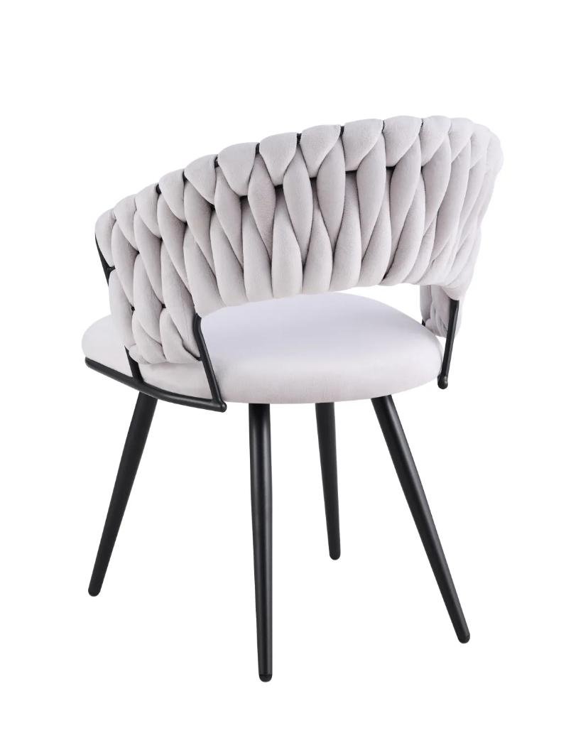 Chaise Carolina Pieds Métal Noir Velours Beige – Image 4