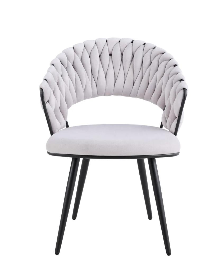 Chaise Carolina Pieds Métal Noir Velours Beige – Image 5