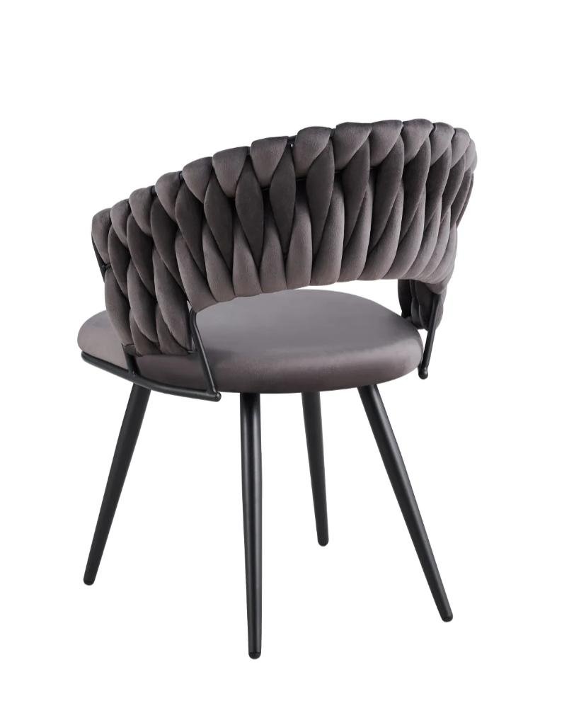 Chaise Carolina Pieds Métal Noir Velours Beige – Image 7