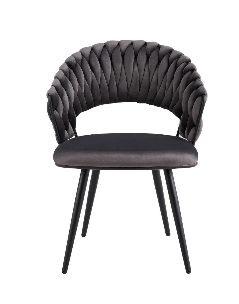 Chaise Carolina Pieds Métal Noir Velours Beige – Image 8