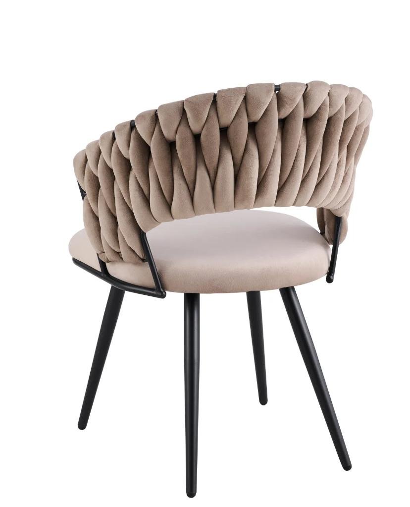 Chaise Carolina Pieds Métal Noir Velours Beige – Image 10