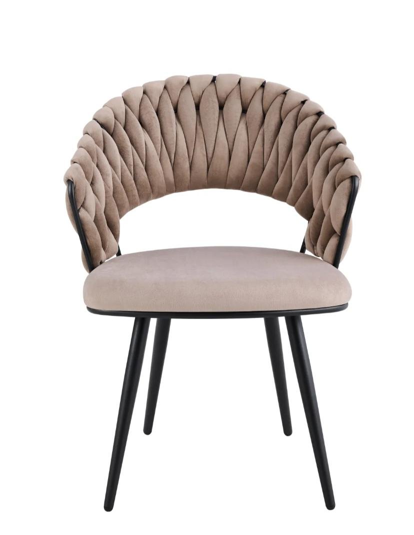 Chaise Carolina Pieds Métal Noir Velours Beige – Image 11