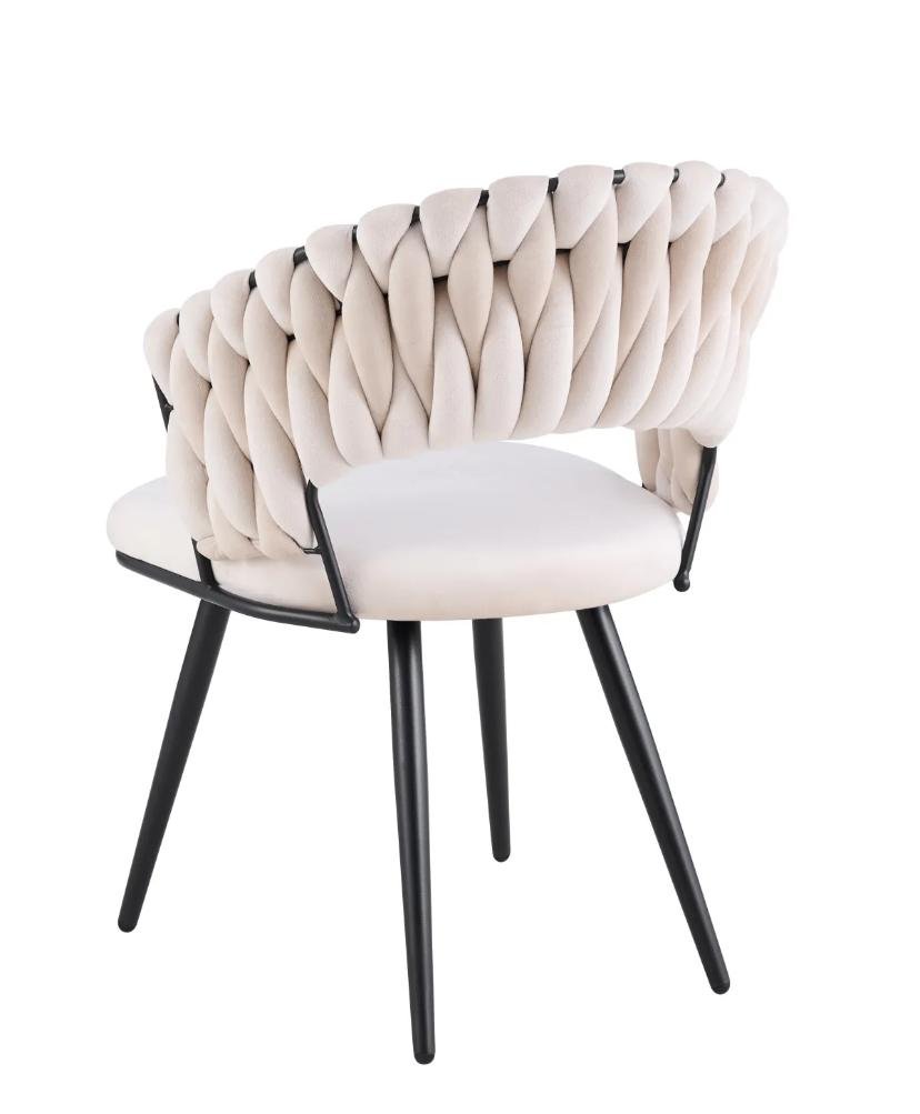 Chaise Carolina Pieds Métal Noir Velours Beige – Image 12