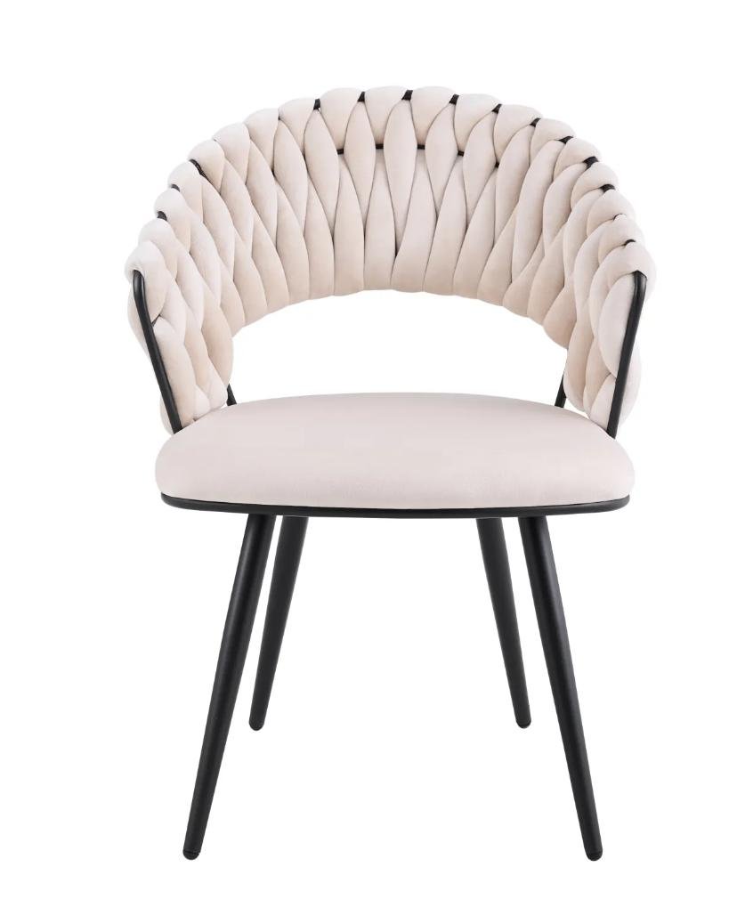 Chaise Carolina Pieds Métal Noir Velours Beige – Image 13