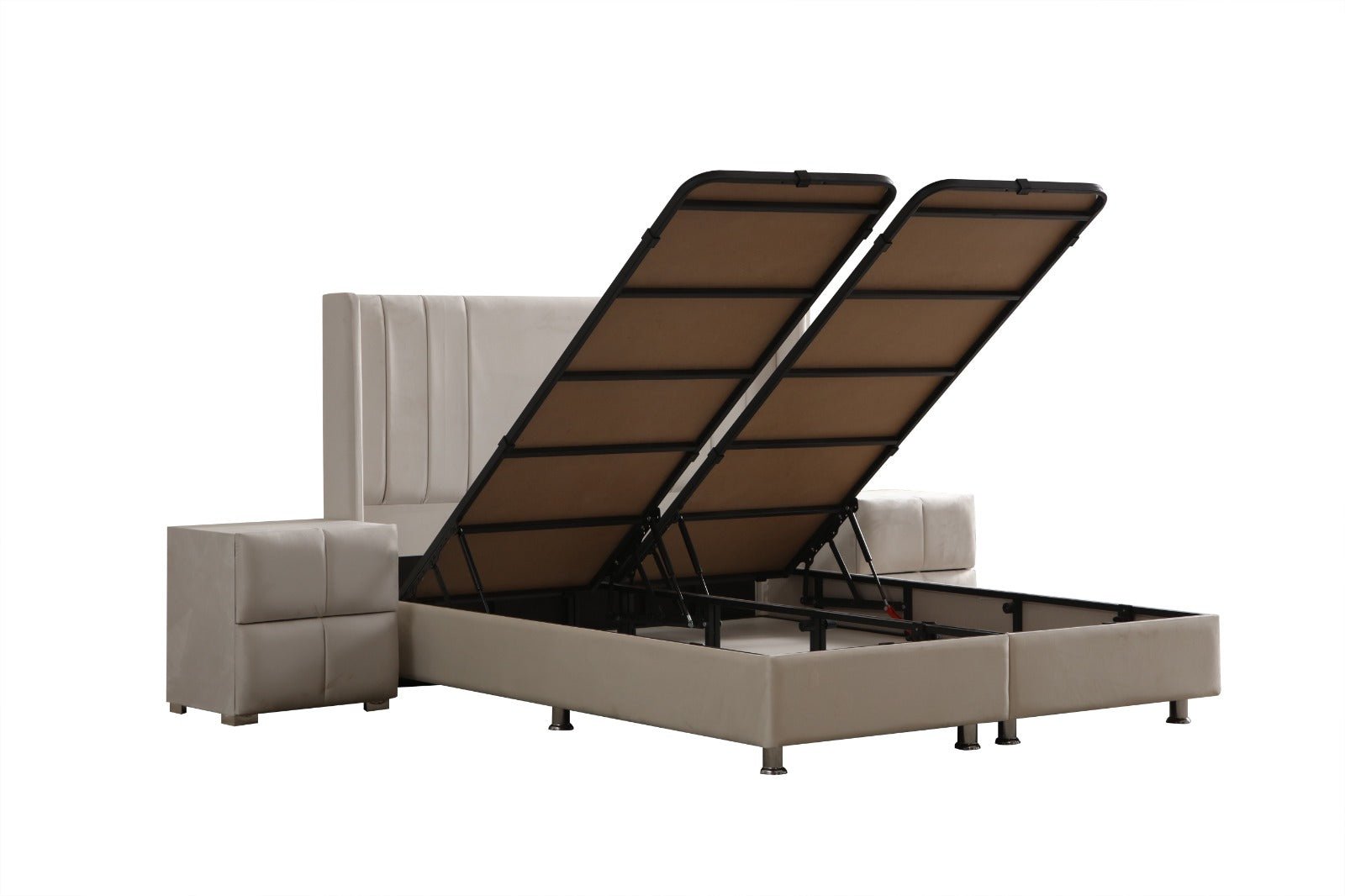 Lit Coffre ALMA BLANC CASSE - Velours - Image 5