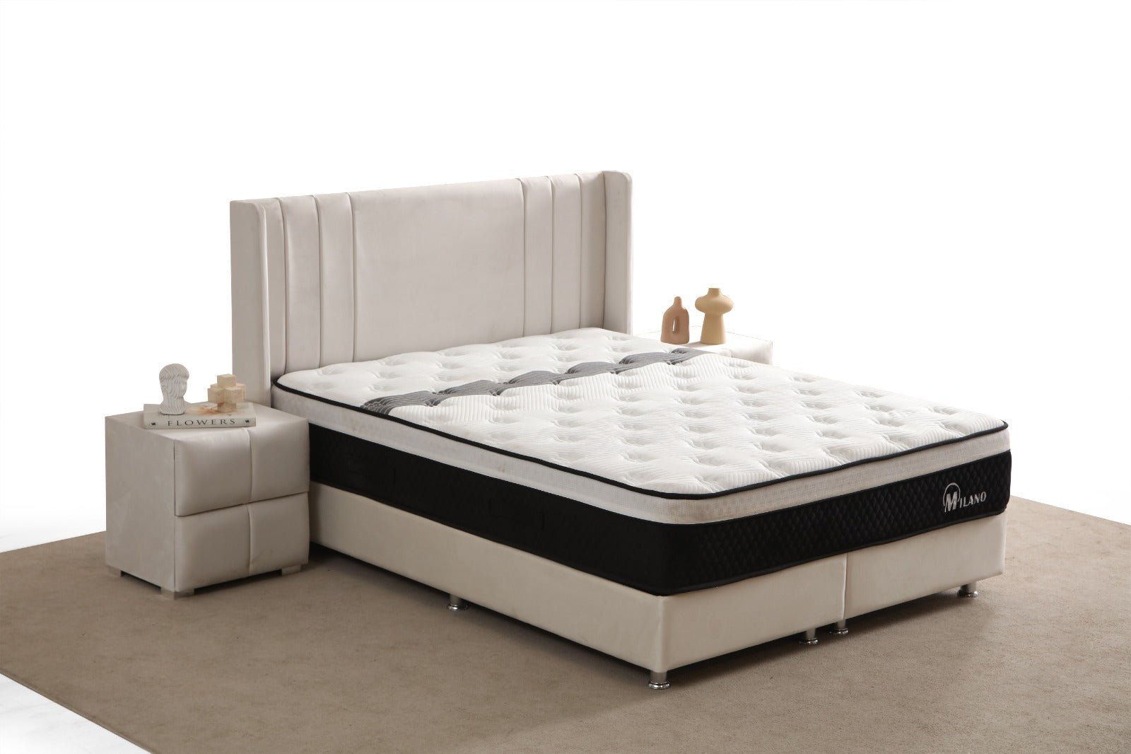 Lit Coffre ALMA BLANC CASSE - Velours - Image 6