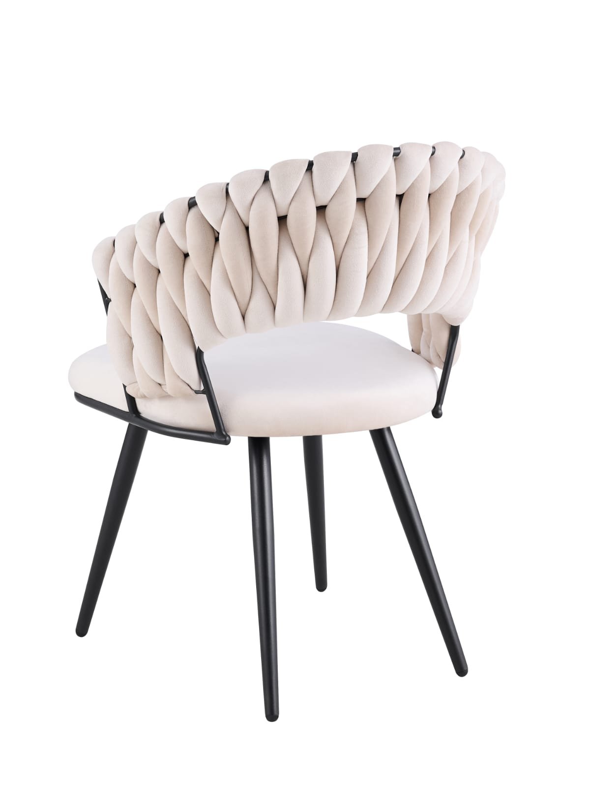 Chaise Carolina Pieds Métal Noir Velours Beige – Image 2