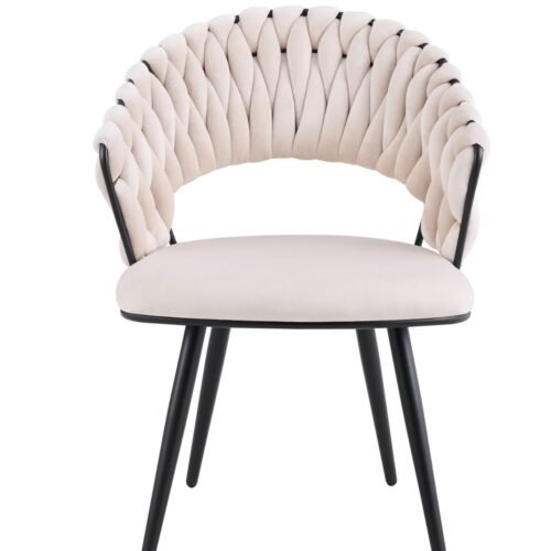 Chaise Carolina Pieds Métal Noir Velours Beige