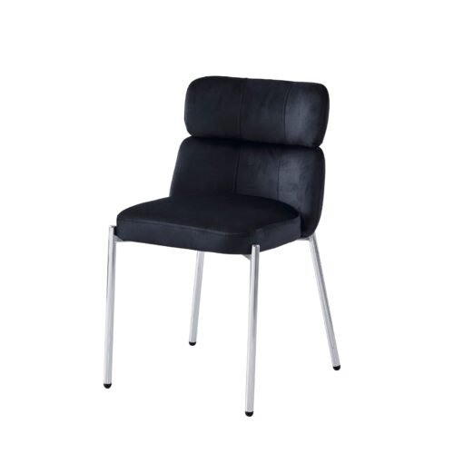 CHAISE STEPHANY VELOURS ARGENT