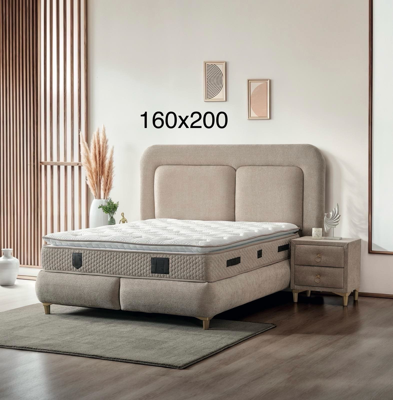 Lit Coffre MADRID Taupe Confort - Image 2