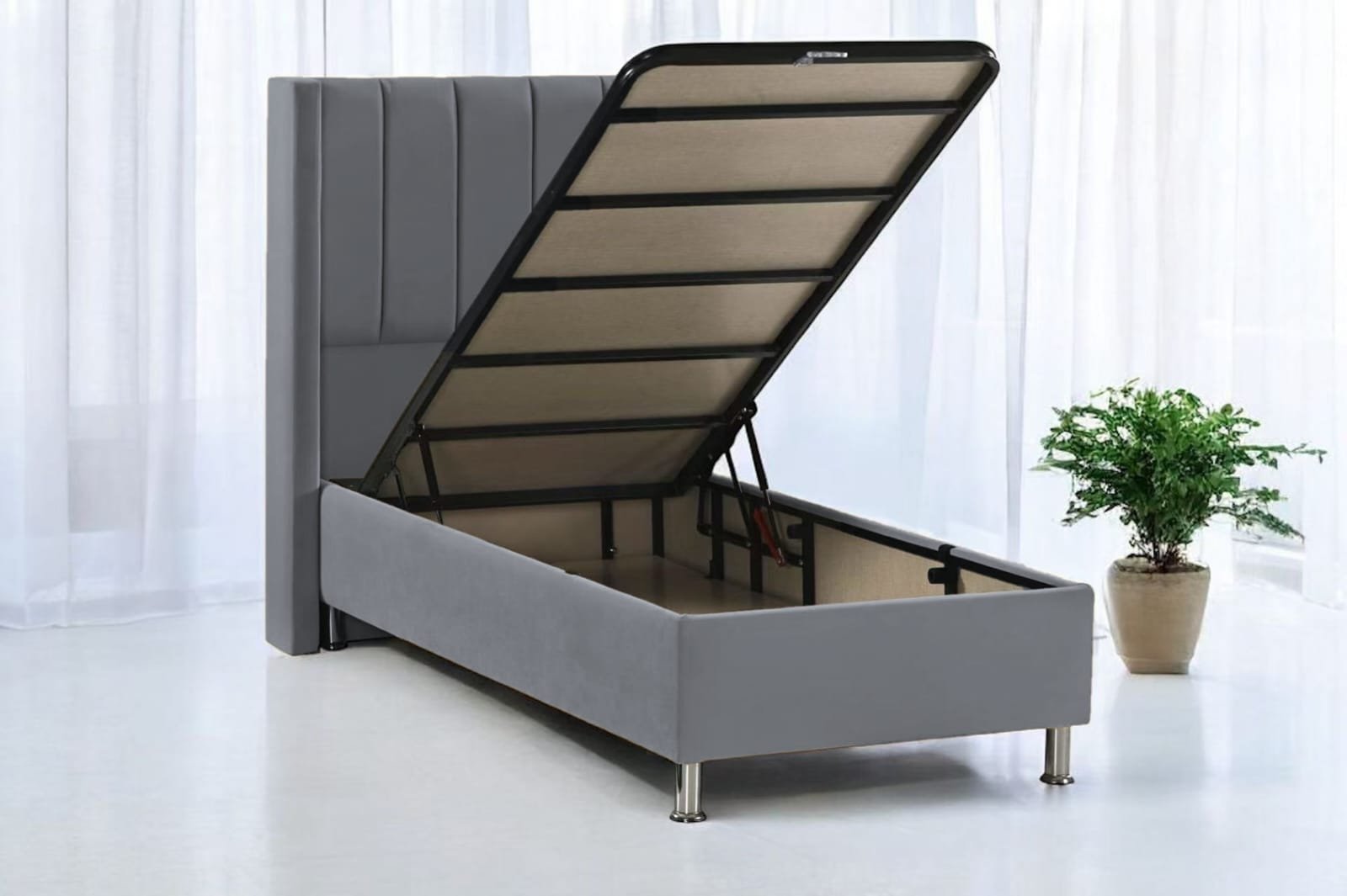 Lit Coffre TOKYO Velours Taupe – Image 2