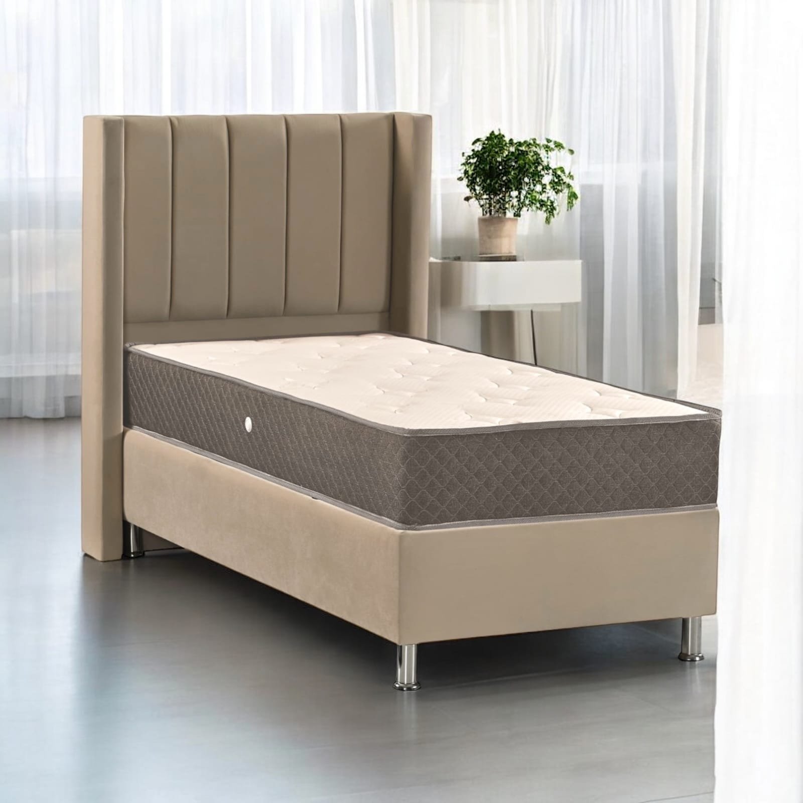 Lit Coffre TOKYO Velours Taupe – Image 6