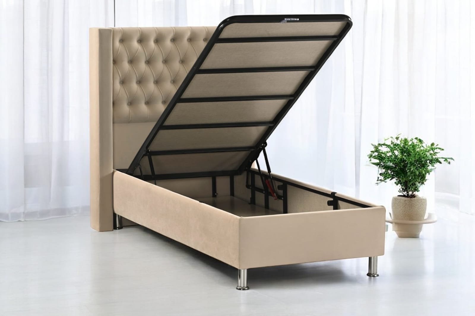 LIT VENUS VELOURS COFFRE TAUPE - Image 4