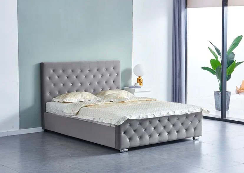 Lit Prestige Capitonne Avec Diamant Velours – Image 4