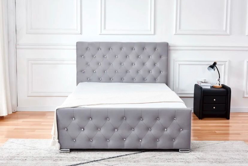 Lit Prestige Capitonne Avec Diamant Velours – Image 5
