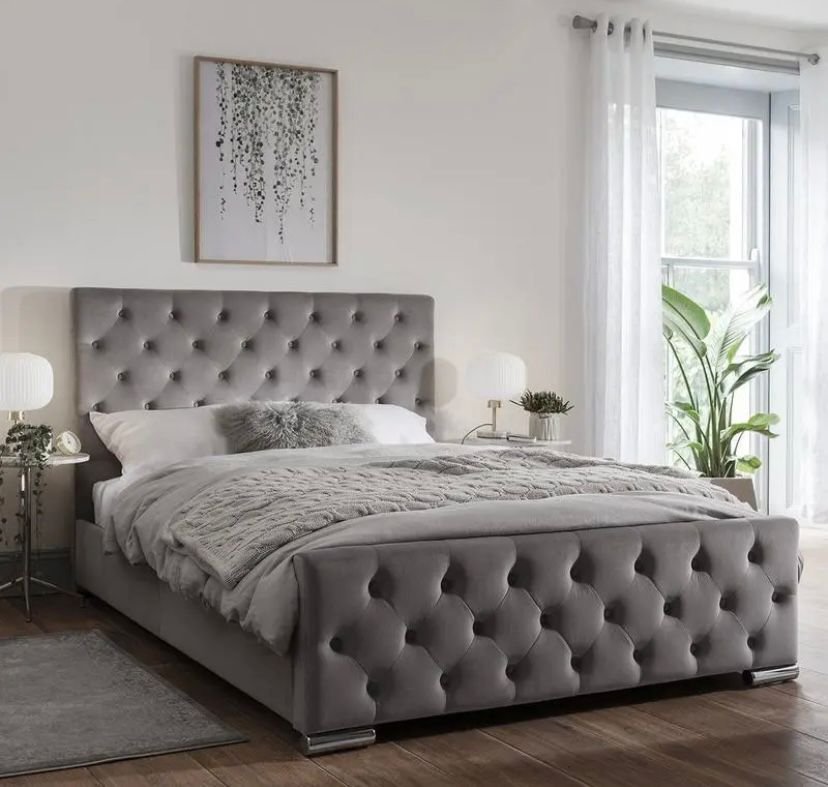 Lit Prestige Capitonne Avec Diamant Velours – Image 6