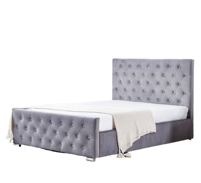 Lit Prestige Capitonne Avec Diamant Velours – Image 8