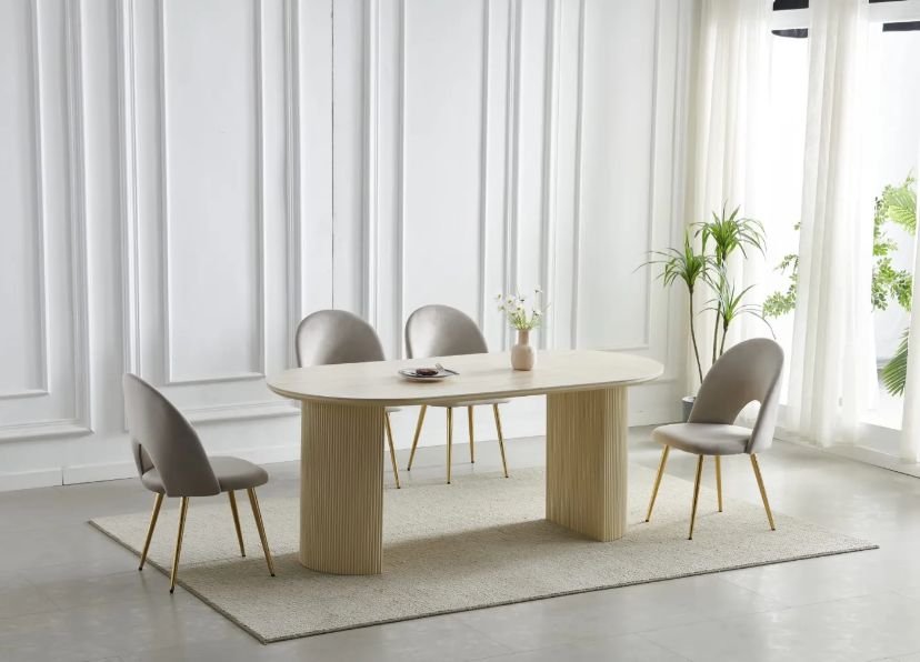 TABLE À MANGER CALYPSO TRAVERTIN CÉRAMIQUE 180cm - Image 2