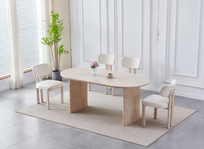 TABLE A MANGER JOSEPHINE TRAVERTIN CERAMIQUE - Image 2