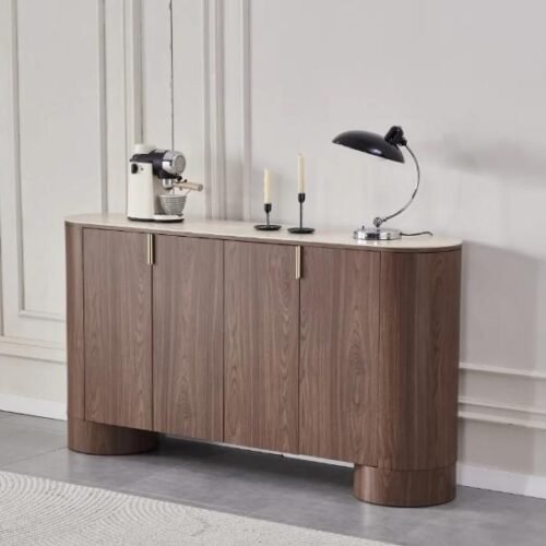 Buffet Iconic Travertin Céramique Noyer