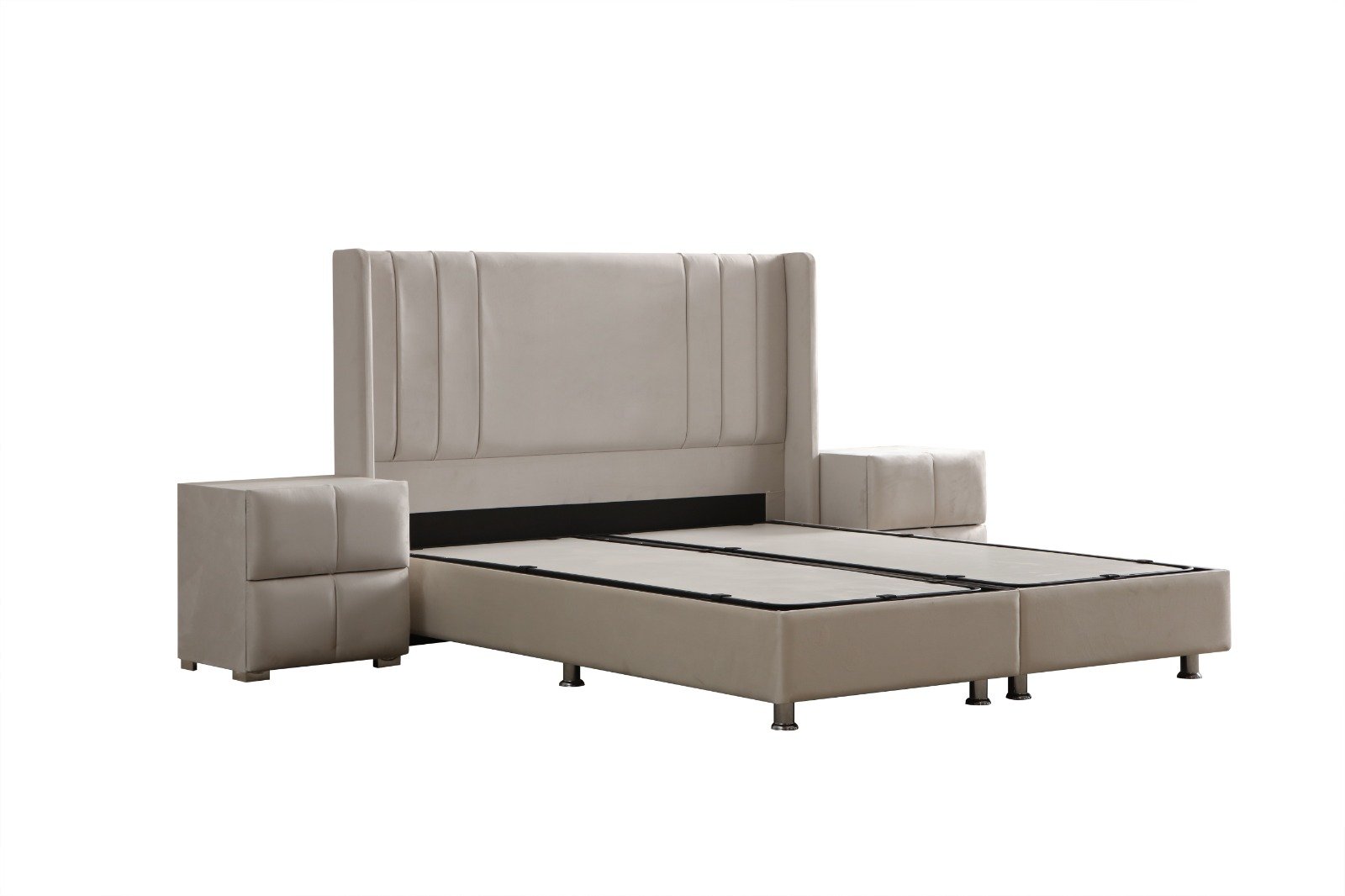 Lit Coffre ALMA BLANC CASSE - Velours - Image 3
