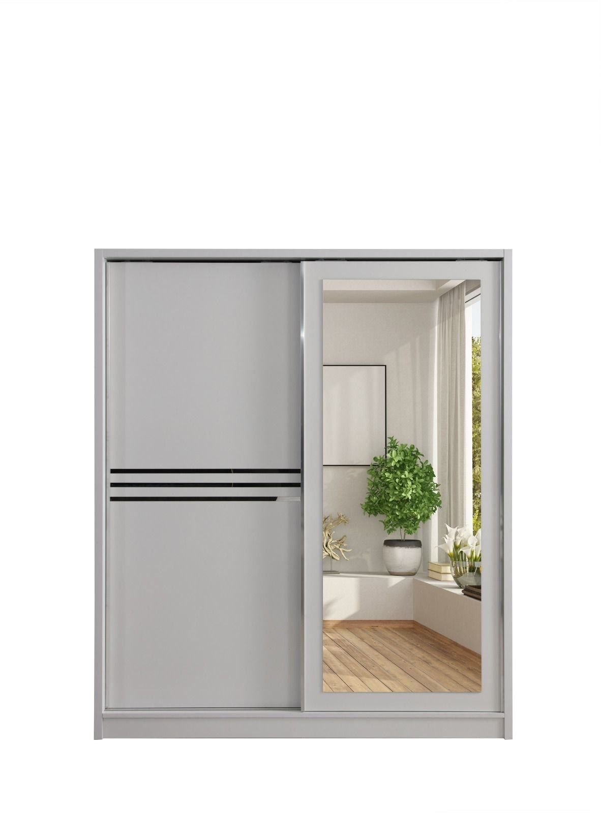 Armioire Coulissante Argent 160 - Image 3