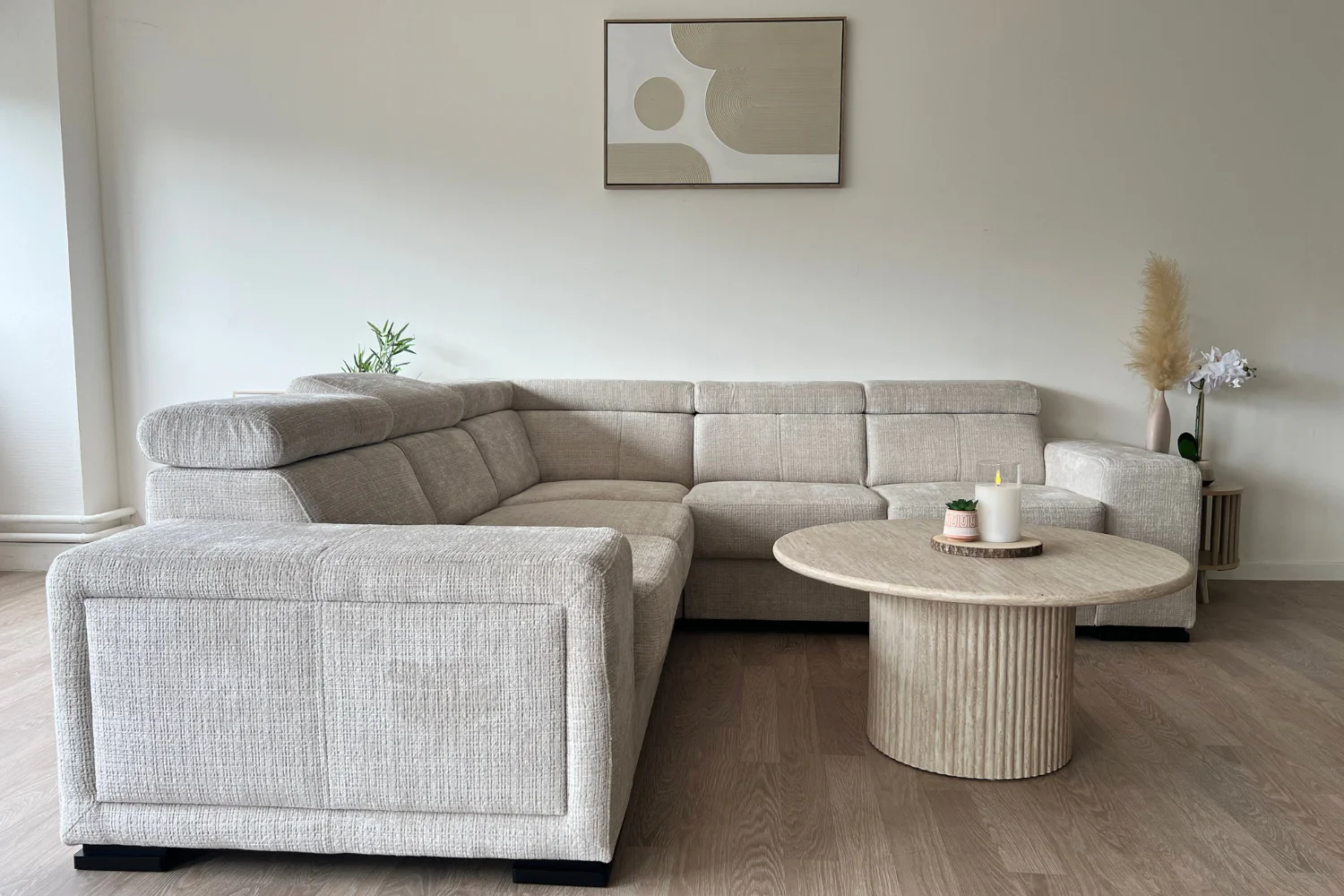 Canapé Karola Convertible Tissu Marbella Crème - Image 2
