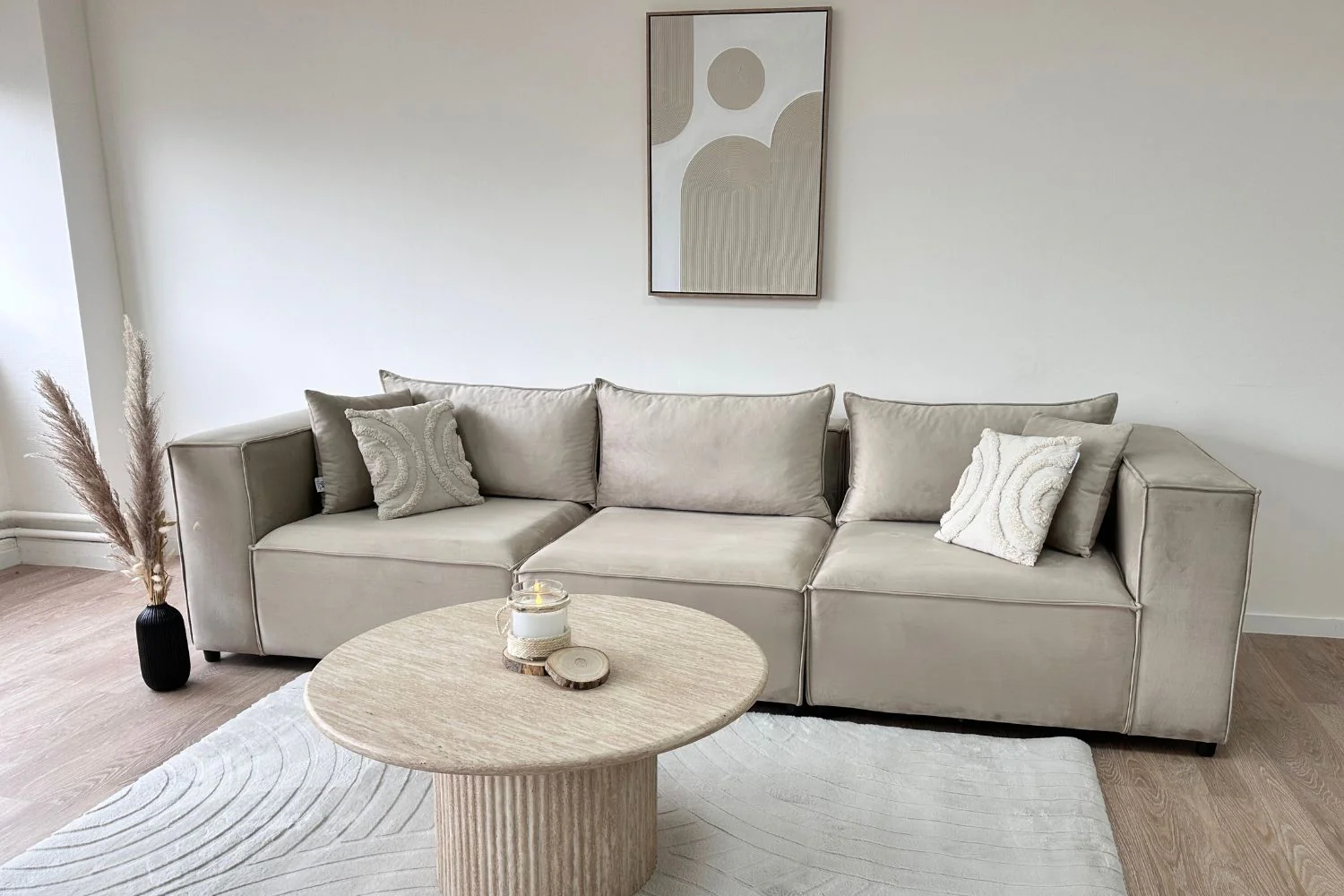 Canapé Elégance Velours Modulable 3+1 Pouf – Image 6