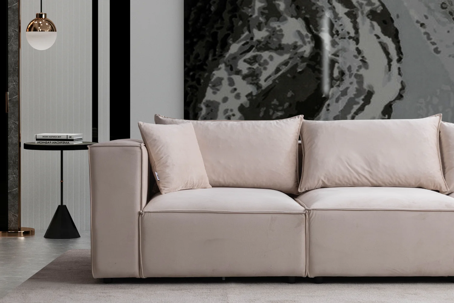 Canapé Elégance Velours Modulable 4+1 Pouf - Image 6